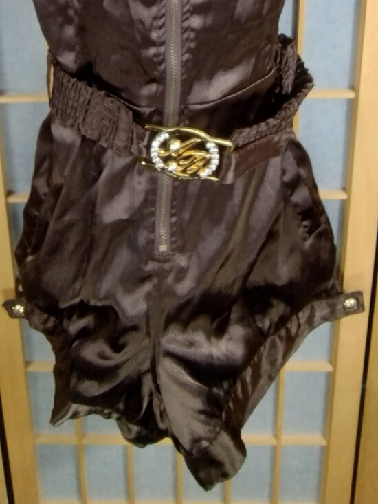Apple Bottoms Hooded Belted Romper Brown Quilted Bling Size 5/6 - Picture 3 of 16